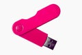 Pink Pen Drive with white background Royalty Free Stock Photo