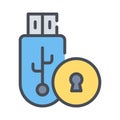Pen Drive security icon, data protection, locked usb Royalty Free Stock Photo