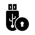 Pen Drive security icon, data protection, locked usb Royalty Free Stock Photo