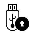 Pen Drive security icon, data protection, locked usb Royalty Free Stock Photo