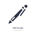 pen filled writing tool icon on white background. Simple element illustration from UI concept