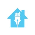Pen finance home shape concept logo design icon Royalty Free Stock Photo