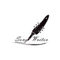 Pen with guitar for song writer logo design
