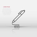 Pen icon in flat style. Ballpoint vector illustration on white isolated background. Office stationery business concept