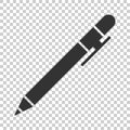 Pen icon in flat style. Highlighter vector illustration on isolated background. Pen business concept.