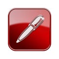 Pen icon glossy red. Royalty Free Stock Photo