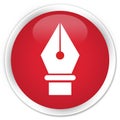 Pen icon premium red round button