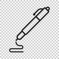 Pen icon in transparent style. Ballpoint vector illustration on isolated background. Office stationery business concept