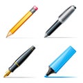 Pen icons. Pencil, pen and marker Royalty Free Stock Photo