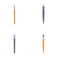 Pen icons set cartoon vector. Pen and feather pen Royalty Free Stock Photo