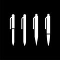 Pen icons set isolated on black background Royalty Free Stock Photo