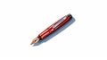 Cartoon Realism Red Fountain Pen With Icon On White Background