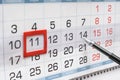 Pen indicates future friday on wall calendar Royalty Free Stock Photo