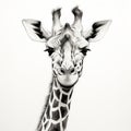 Black And White Giraffe Portrait With Strong Facial Expression