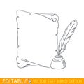 Pen Ink Parchment. Old paper. Editable vector illustration in free hand style Royalty Free Stock Photo