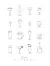 Pen line alcohol icons