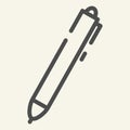 Pen line icon. Ink vector illustration isolated on white. Write outline style design, designed for web and app. Eps 10.