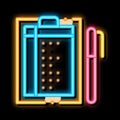 Pen And List neon glow icon illustration Royalty Free Stock Photo