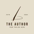 pen logo vintage vector simple illustration template icon graphic design. classic pen sign or symbol for author or writer business