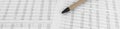 Pen lying on a financial documents wide angle view Royalty Free Stock Photo