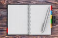 Pen near Black Leather Covered Personal Diary or Organiser Book Royalty Free Stock Photo