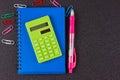 Pen on notebook and calculator Royalty Free Stock Photo