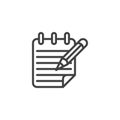 Pen and notepad paper line icon