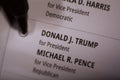 Pen on Official Ballot selecting Donald J. Trump for US President