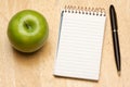 Pen, Paper and Apple Royalty Free Stock Photo