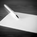 Pen with paper black and white color tone style Royalty Free Stock Photo