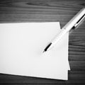 Pen with paper black and white color tone style Royalty Free Stock Photo