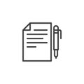 Pen and paper document line icon