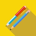 Pen and pencil icon in flat style Royalty Free Stock Photo