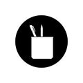 Pen and Pencil Stand Button Icon. Royalty Free Stock Photo