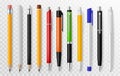 Pen and pencil. Stationery tools for writing and drawing, school or office supplies pens and pencils corporate office