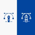 Pen, Pencil, Text, Education Line and Glyph Solid icon Blue banner Royalty Free Stock Photo