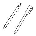 Pen and pencil tools for drawing and writing doodle illustration Royalty Free Stock Photo