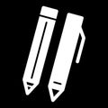 Pen and pencil vector icon. Black and white illustration of set of ballpen. Solid linear school tools icon. Royalty Free Stock Photo