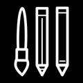 Pen and pencils vector icon. Black and white illustration of set of ballpen. Outline linear school tools icon.