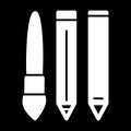 Pen and pencils vector icon. Black and white illustration of set of ballpen. Solid linear school tools icon.