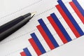 Pen on Positive Earning Graph Royalty Free Stock Photo