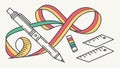 Pen and ruler illustration, stationery and drafting tools vector design Generative AI