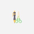 Pen and scissors vector icon sign symbol Royalty Free Stock Photo