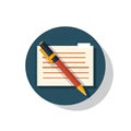 Pen Signature Icon, Undersign Symbol, Underwrite Silhouette, Ratify Flat Icon Royalty Free Stock Photo