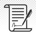 Pen signed a contract icons. line art icon for business applications and websites Royalty Free Stock Photo