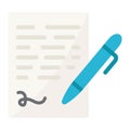 Pen signing flat icon, business contract signature Royalty Free Stock Photo