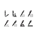 Set of pen silhouette icons graphic drawing write tool equipment office element Royalty Free Stock Photo