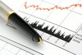 Pen on Stock Price Chart Royalty Free Stock Photo