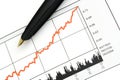 Pen on Stock Price Chart Royalty Free Stock Photo