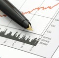 Pen on Stock Price Chart Royalty Free Stock Photo